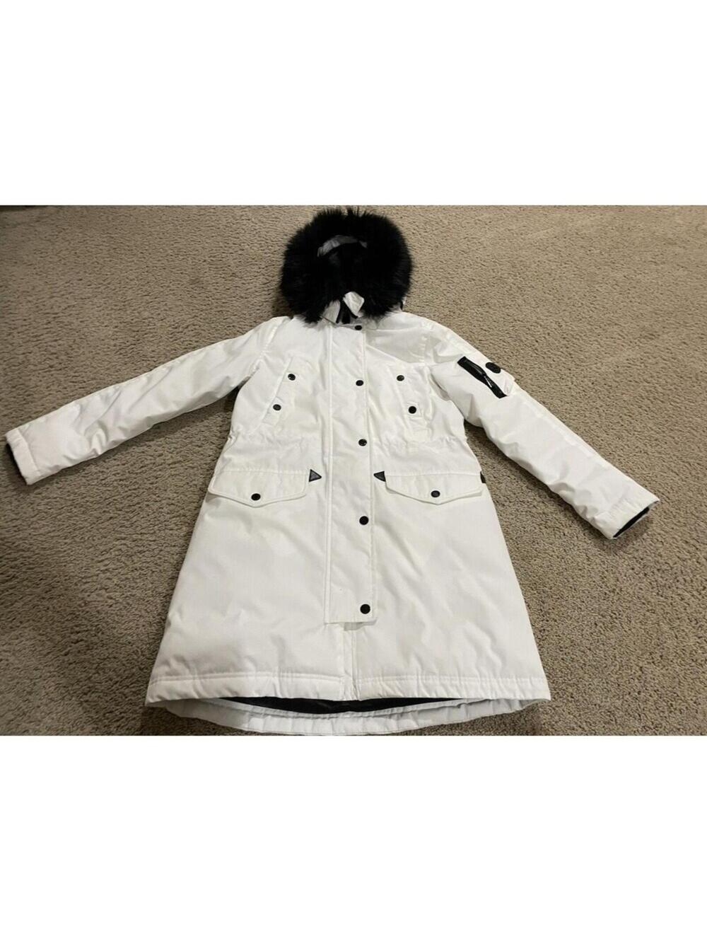 Women’s Michael Kors White Down Coat Parka Water resistant S Small Puffer Jacket